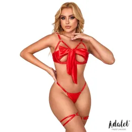 Riley Set Sujetador con Lazo, Tanga y Ligas de Adalet Lingerie