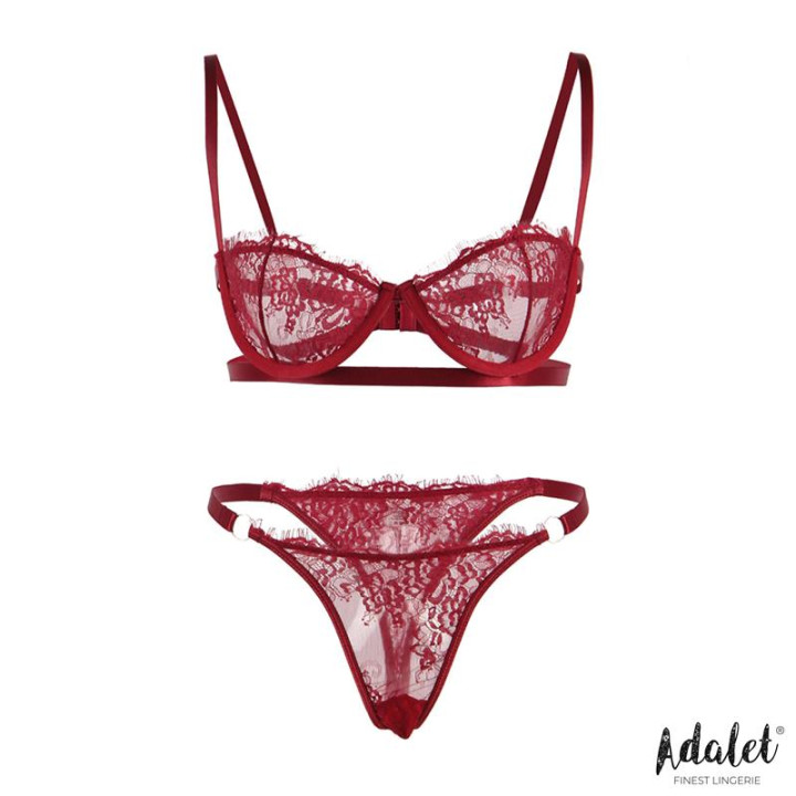 Mia Set Sujetador y Tanga de Encaje Burgundy de Adalet Lingerie | VibraZon