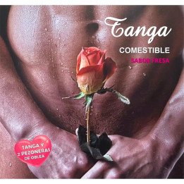 Tanga de Oblea y 2 Pezoneras Sabor Fresa Chico de Hot Flowers | VibraZon