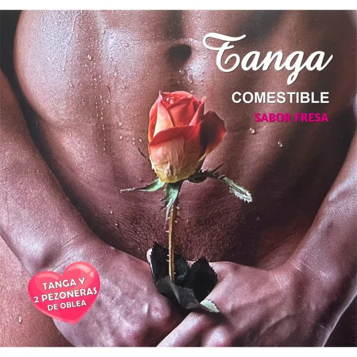 Tanga de Oblea y 2 Pezoneras Sabor Fresa Chico de Hot Flowers