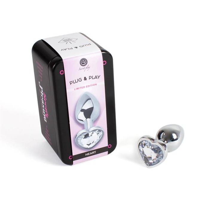Plug Anal de Metal Corazón Transparente Talla S de Secret Play | VibraZon