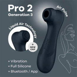 Pro 2 Gen 3 Liquid Air Technology Succión y Vibración APP Connect Negro de Satisfyer | VibraZon