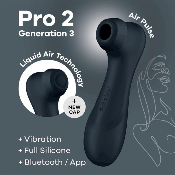 Pro 2 Gen 3 Liquid Air Technology Succión y Vibración APP Connect Negro de Satisfyer | VibraZon