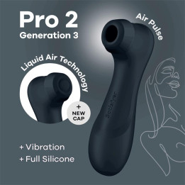 Pro 2 Gener 3 Liquid Air Technology Succión y Vibración Negro de Satisfyer | VibraZon