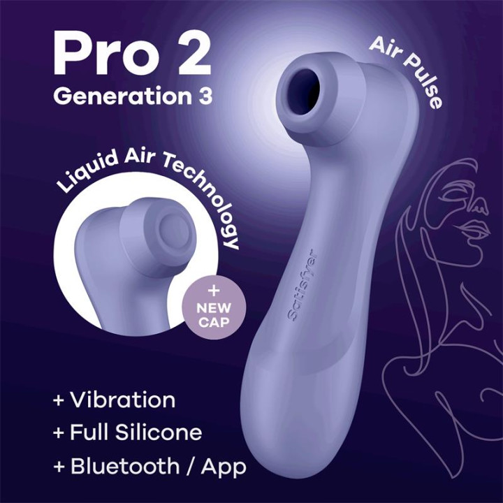 Pro 2 Genera 3 Liquid Air Technology Succión y Vibración APP Connect Lilac de Satisfyer | VibraZon