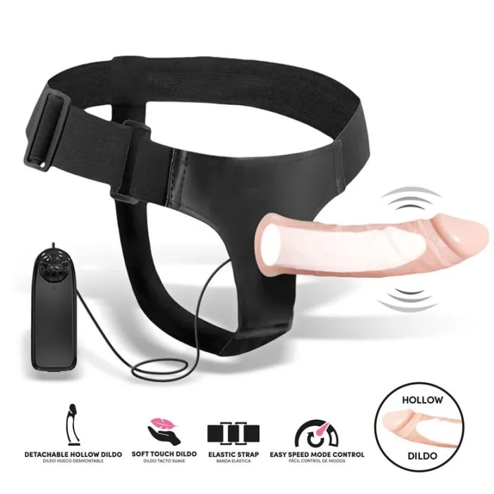 Bemax Arnés con Dildo Hueco Desmontable, Vibración y Control Remoto de Harness Collection Latetobed