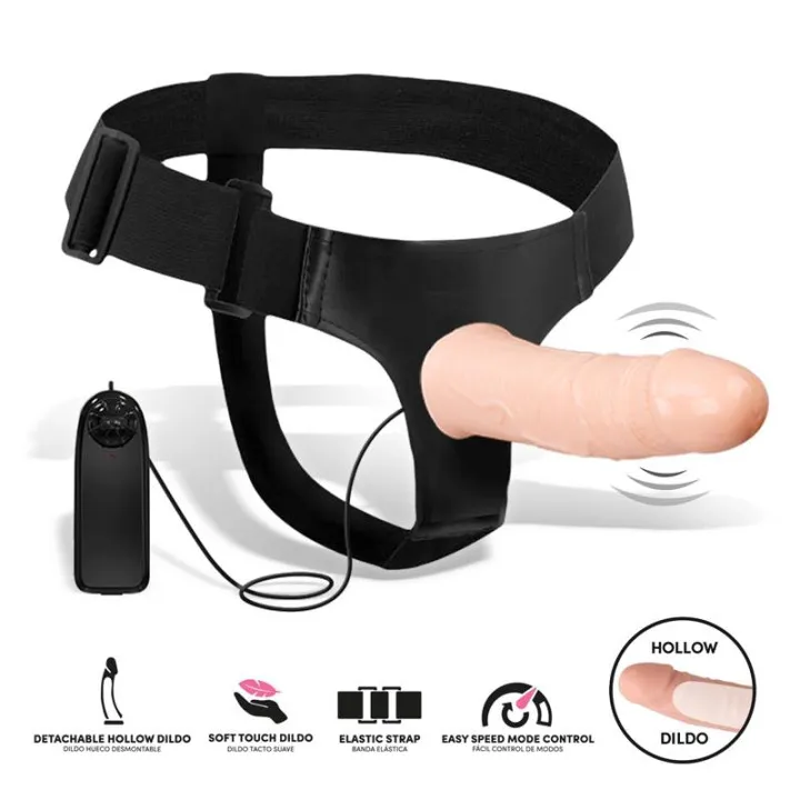 Wobox Arnés con Dildo Hueco Desmontable, Vibración y Control Remoto de Harness Collection Latetobed