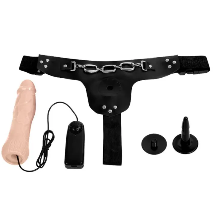 Ribbo Arnés con Dildo Realista con Vibración y Control Remoto de Harness Collection Latetobed