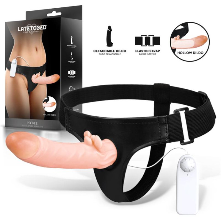 Hybee Dildo con Dildo Realista Hueco y Vibración con Control Remoto de Harness Collection Latetobed | VibraZon