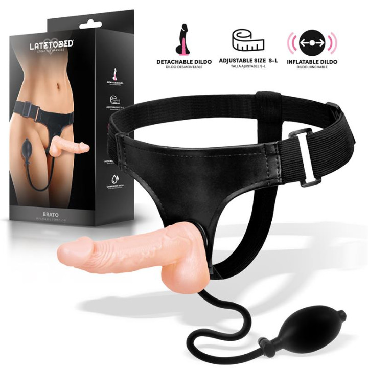 Brato Arnés con Dildo Realista y Función de Inflado de Harness Collection Latetobed | VibraZon