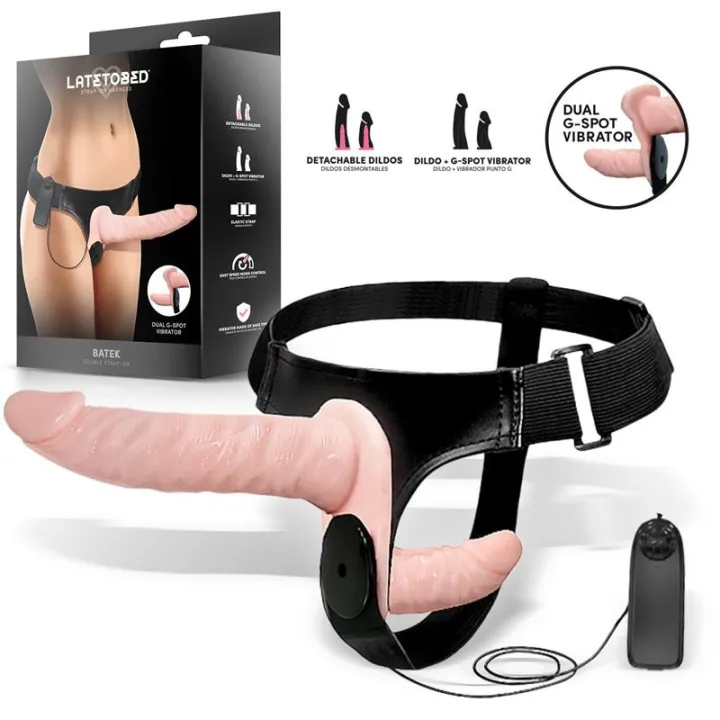 Batek Arnés con Dildo Doble Desmontable, Punto G y Vibración Control Remoto de Harness Collection Latetobed