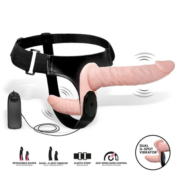 Batek Arnés con Dildo Doble Desmontable, Punto G y Vibración Control Remoto de Harness Collection Latetobed