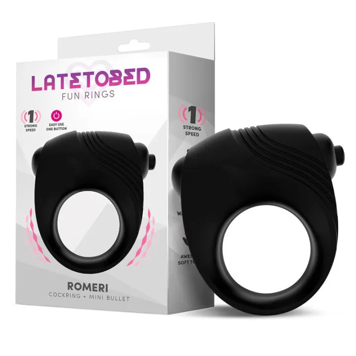 Romeri Anillo + Bala Vibradora Silicona Negro de Latetobed