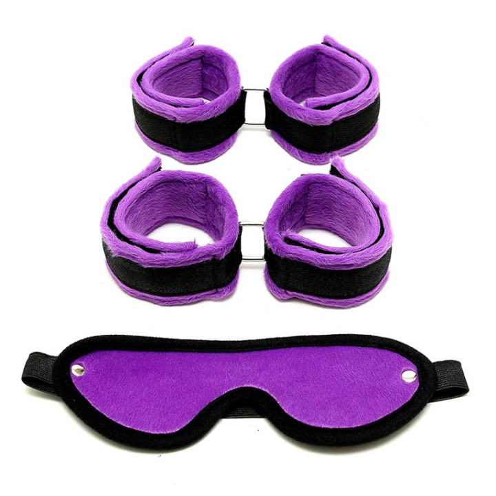 Set de Esposas para Manos y Pies Púrpura de Bondage Play | VibraZon