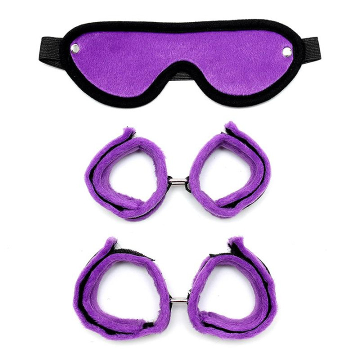 Set de Esposas para Manos y Pies Púrpura de Bondage Play | VibraZon