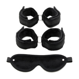 Set de Esposas Manos y Pies Negro de Bondage Play | VibraZon