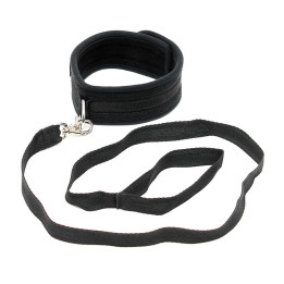 Collar con Correa Ajustable Color Negro de Bondage Play | VibraZon