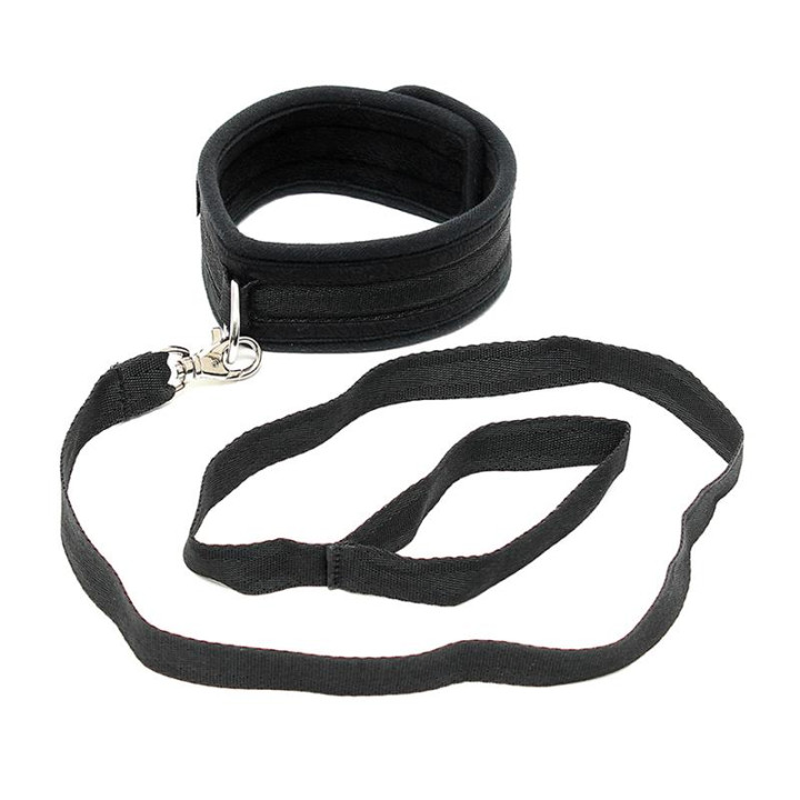 Collar con Correa Ajustable Color Negro de Bondage Play | VibraZon