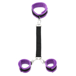Collar y Esposas con Correas Ajustables Púrpura de Bondage Play | VibraZon
