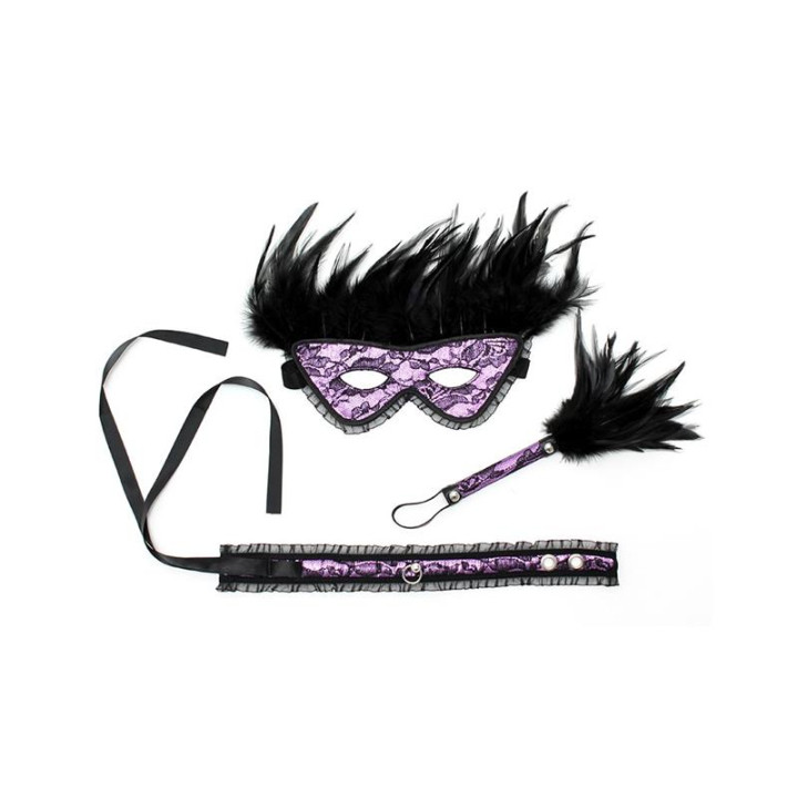 Pack 3 Piezas Dominiset de Lujo Purpura de Bondage Play | VibraZon