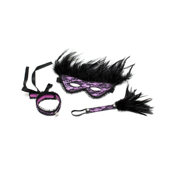 Pack 3 Piezas Dominiset de Lujo Purpura de Bondage Play | VibraZon
