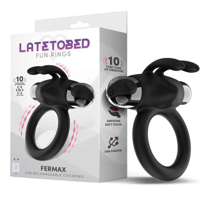 Fermax Anillo Vibrador con Conejito USB Silicona Negro de Latetobed