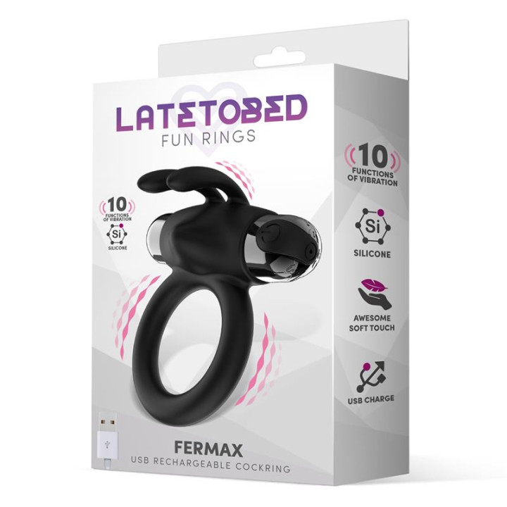 Fermax Anillo Vibrador con Conejito USB Silicona Negro de Latetobed | VibraZon