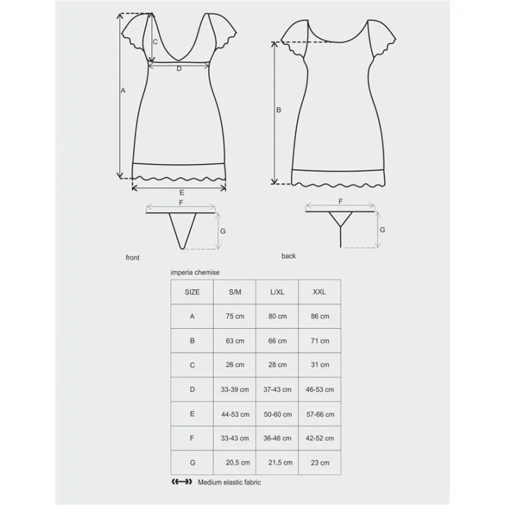 Imperia Chemise y Tanga Color Negro de Obsessive