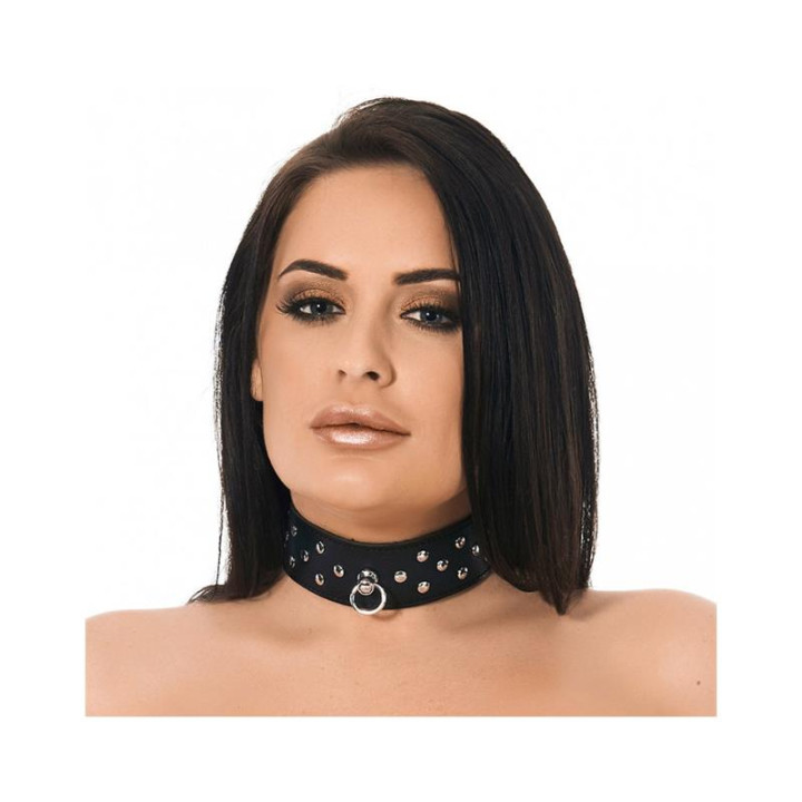 Collar Cuero con Anilla y Tachuelas de Bondage Play | VibraZon
