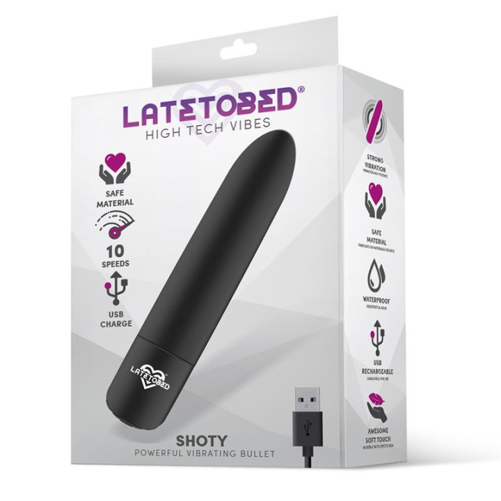 Shoty Bala Vibradora USB 10 Velocidades Potente Motor Negro de Latetobed | VibraZon
