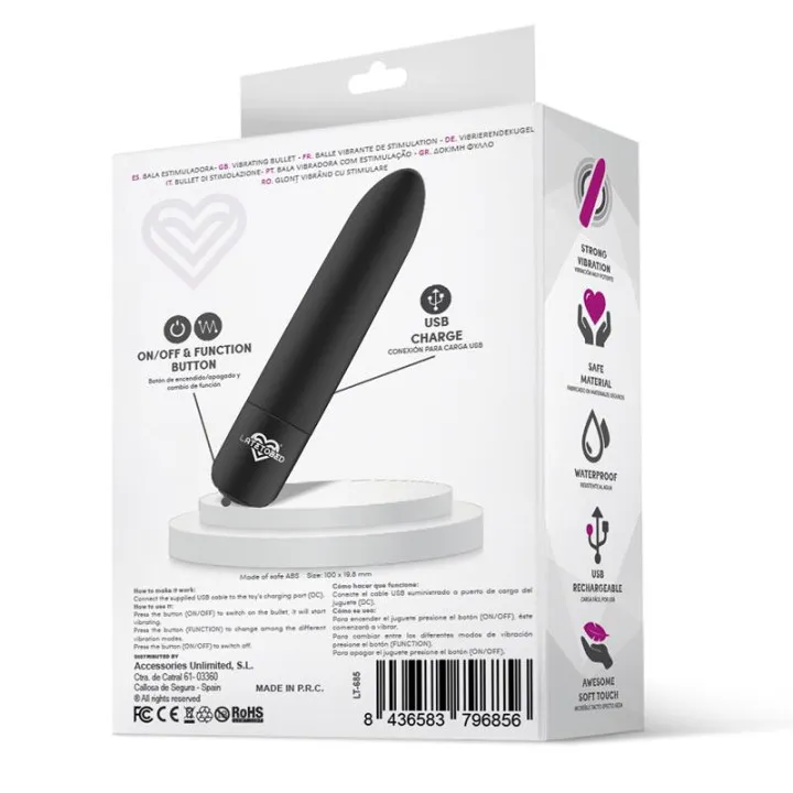 Shoty Bala Vibradora USB 10 Velocidades Potente Motor Negro de Latetobed