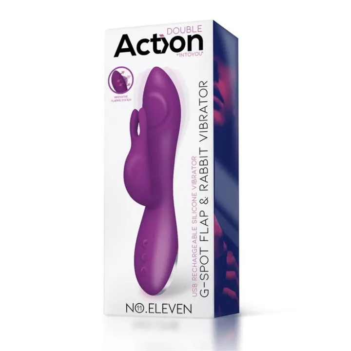 No. Eleven Vibrador con Conejito, Punto G y Fución de Pulsación USB Margnético Silicona de Action
