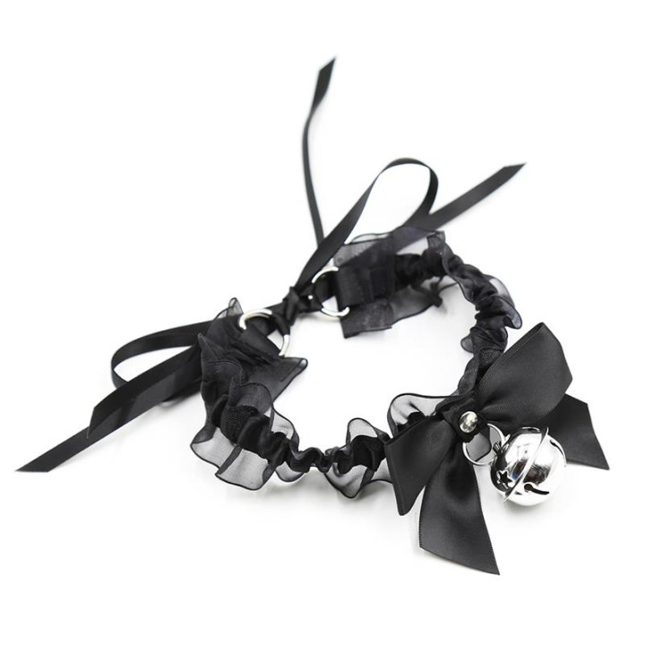 Collar con Lazo, Cascabel y Encaje de Latetobed Bdsm Line | VibraZon