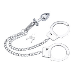 Esposas de Metal con Cadena y Plug Anal de Latetobed Bdsm Line | VibraZon