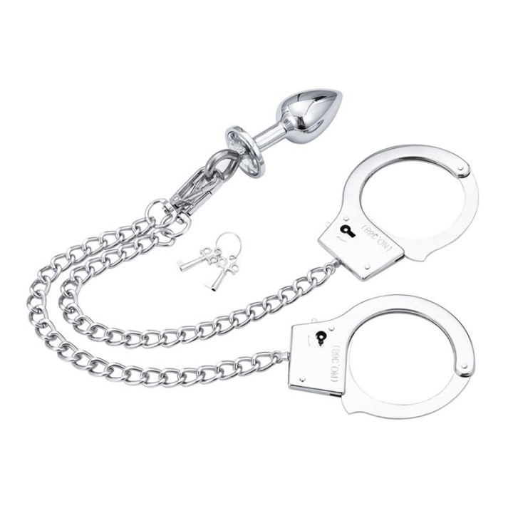 Esposas de Metal con Cadena y Plug Anal de Latetobed Bdsm Line | VibraZon