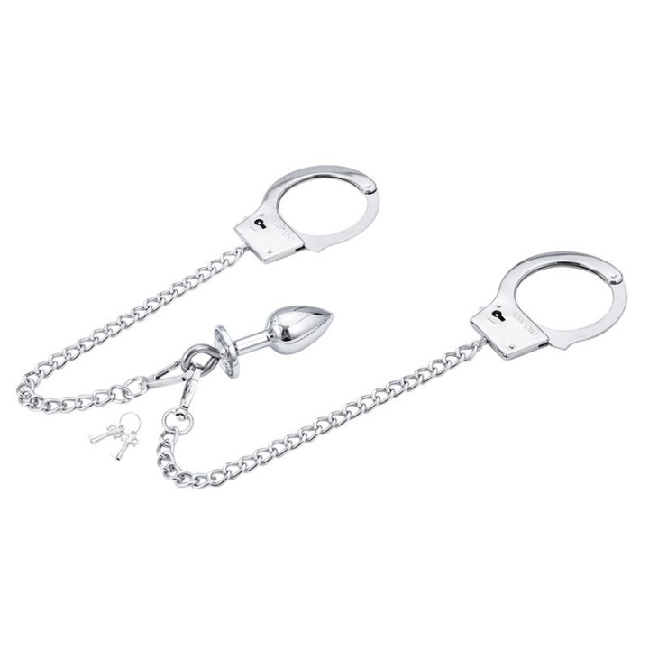 Esposas de Metal con Cadena y Plug Anal de Latetobed Bdsm Line | VibraZon