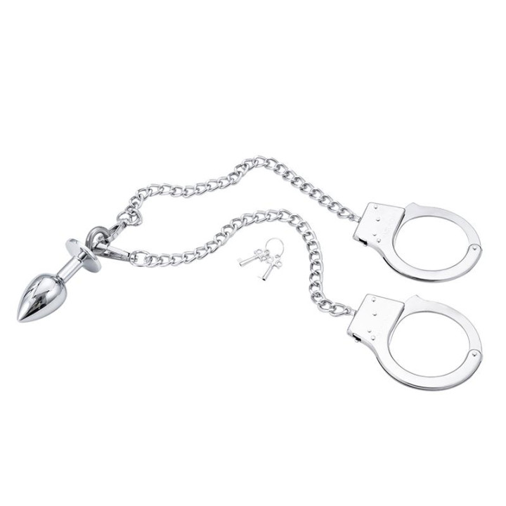 Esposas de Metal con Cadena y Plug Anal de Latetobed Bdsm Line | VibraZon