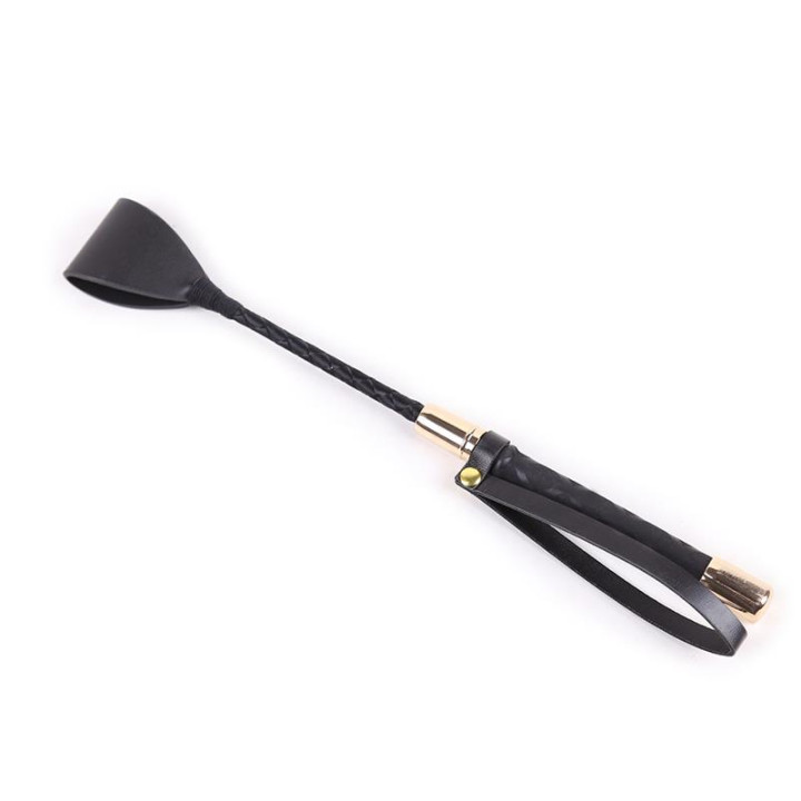 Fusta Clásica Negro y Dorado 30 cm de Latetobed Bdsm Line | VibraZon