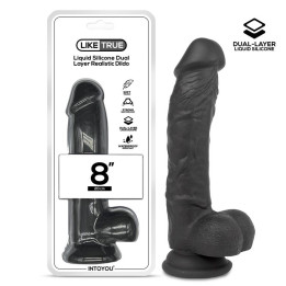 Dildo Realista Silicona Líquida Dual Layer 8 Negra de Liketrue | VibraZon