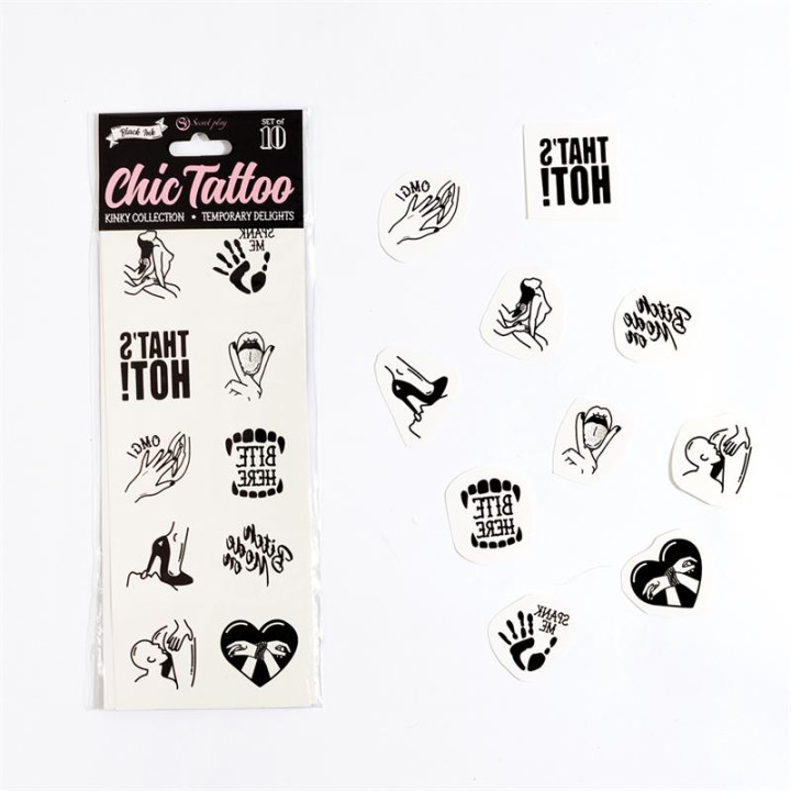 Set de 10 Tattoos Temporales Kinky Collection de Secret Play | VibraZon