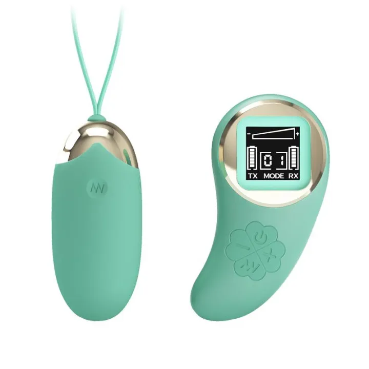 Mina Huevo Vibrador con Control Remoto Pantalla Digital Verde de Prettylove