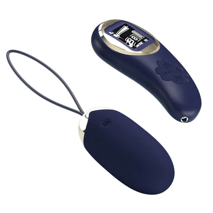 Mina Huevo Vibrador con Control Remoto Pantalla Digital Azul de Prettylove