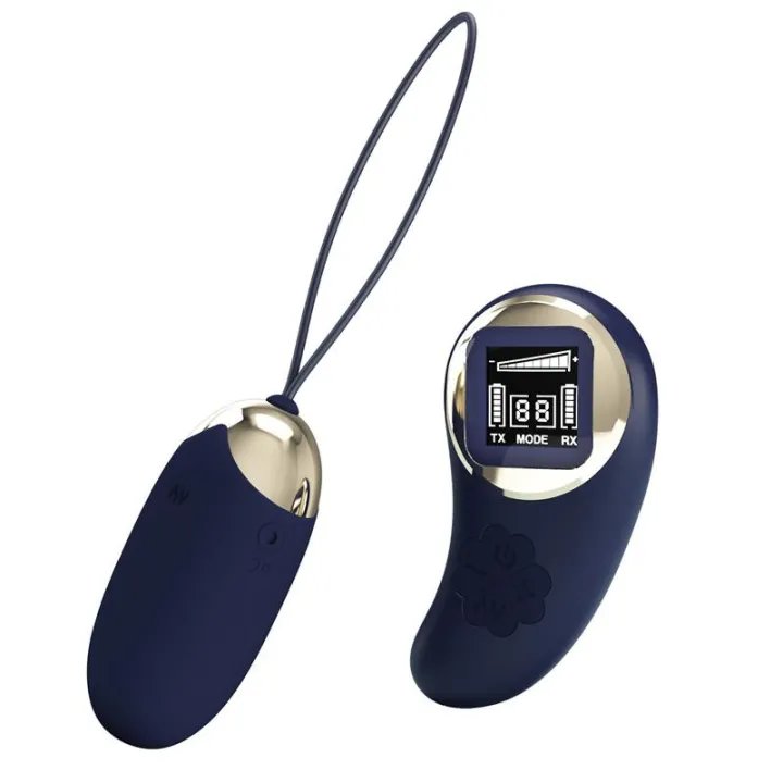 Mina Huevo Vibrador con Control Remoto Pantalla Digital Azul de Prettylove