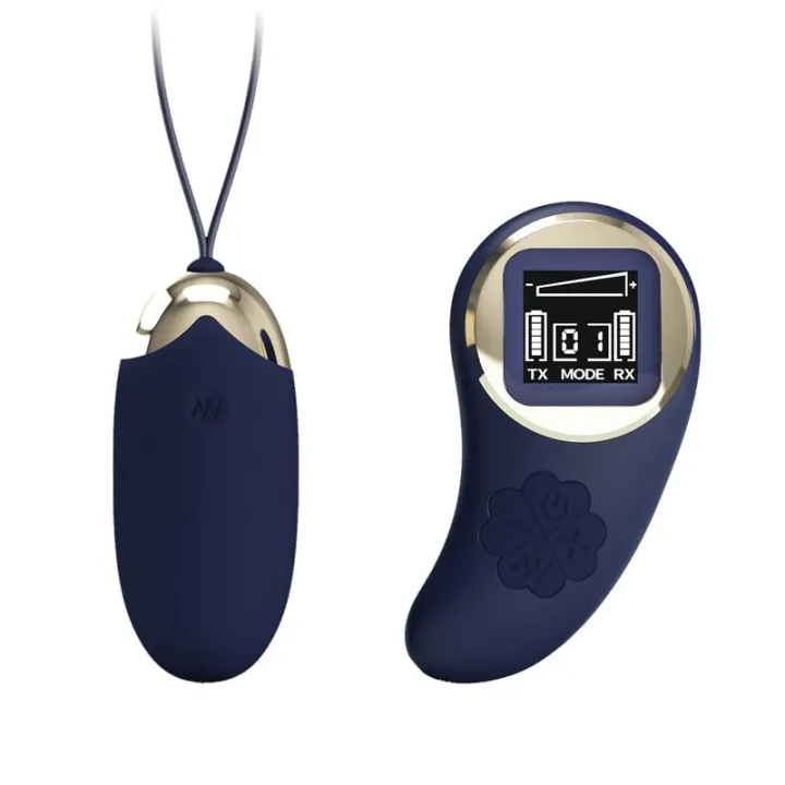 Mina Huevo Vibrador con Control Remoto Pantalla Digital Azul de Prettylove