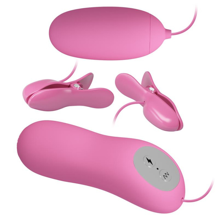 Pinzas para Pezones y Huevo Vibrador con Electro shock de Prettylove | VibraZon