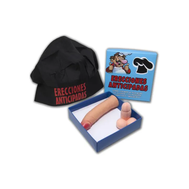 Set Caja Gorro Negro Cocinero, Broche y Estimulador de Diverty Sex