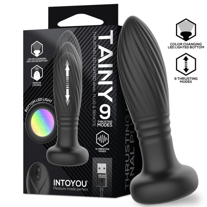 Tainy Plug Anal con Thrusting y Luces LED con Control Remoto de Intoyou | VibraZon