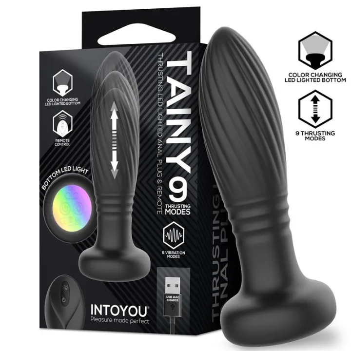 Tainy Plug Anal con Thrusting y Luces LED con Control Remoto de Intoyou