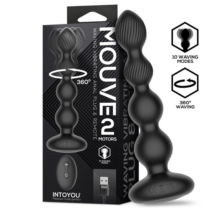 Mouve Plug Anal con Waving y Vibración con Control Remoto 2 Motores de Intoyou | VibraZon