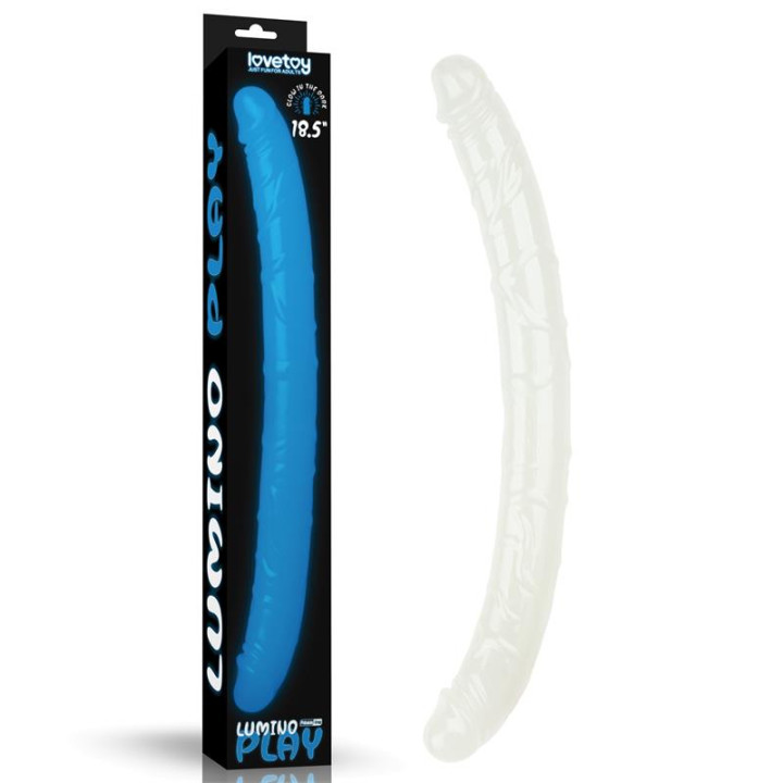 Dildo Doble Lumino Luz Azul 18.5 de Lovetoy | VibraZon